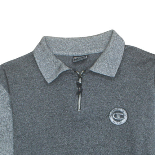 Champion Men's Grey 1/4 Zip Collared Henley Sweatshirt M
