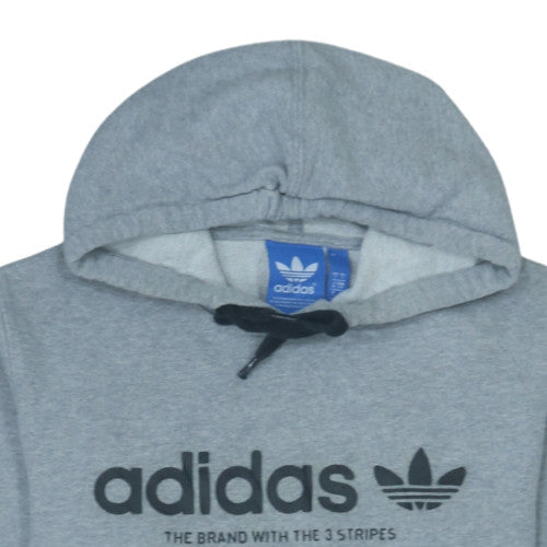 adidas Men’s Grey Pullover Hoodie Small Logo Fleece Sweatshirt
