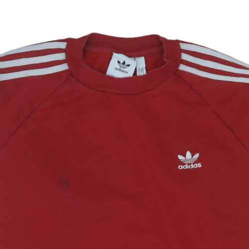 adidas Men Red Crew Neck Pullover Sweatshirt M Sports Fleece