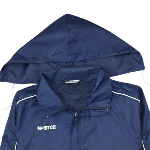 Erreà Men's Blue Hooded Windbreaker Jacket Size S Regular Fit
