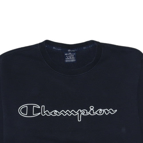 Champion Women's Black XL Pullover Sweatshirt Crew Neck Logo Front