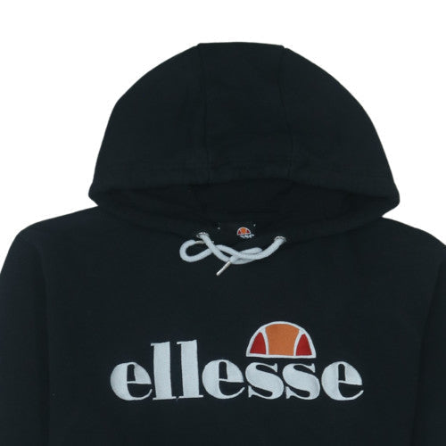 Ellesse Mens Black Pullover Hoodie L Logo Fleece Sweatshirt