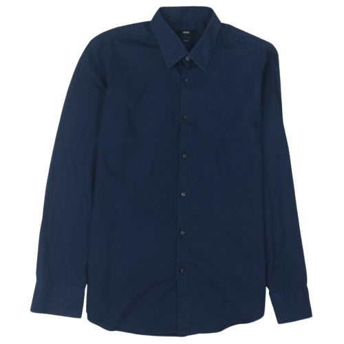 Hugo Boss Men's Blue Slim Fit Long Sleeve Button-Up Shirt 16.5 42in