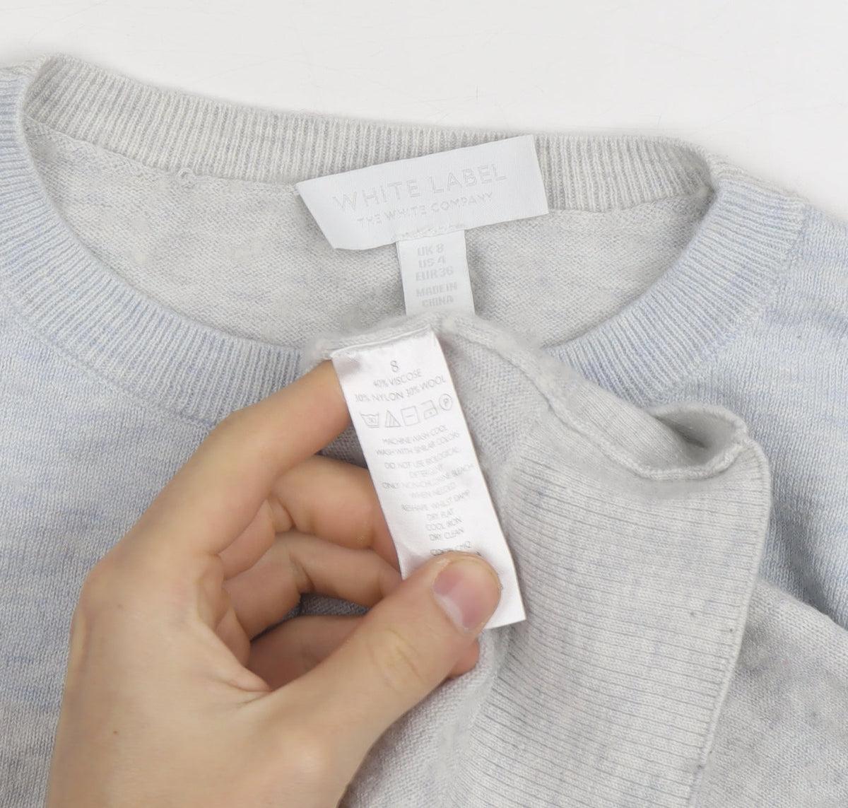 White Label Women’s Grey Crew Neck Wool Blend Jumper Size 8