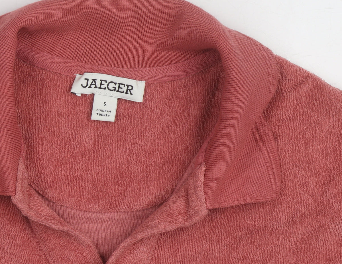 Jaeger Men's Red Cotton Terry Polo Shirt Size S