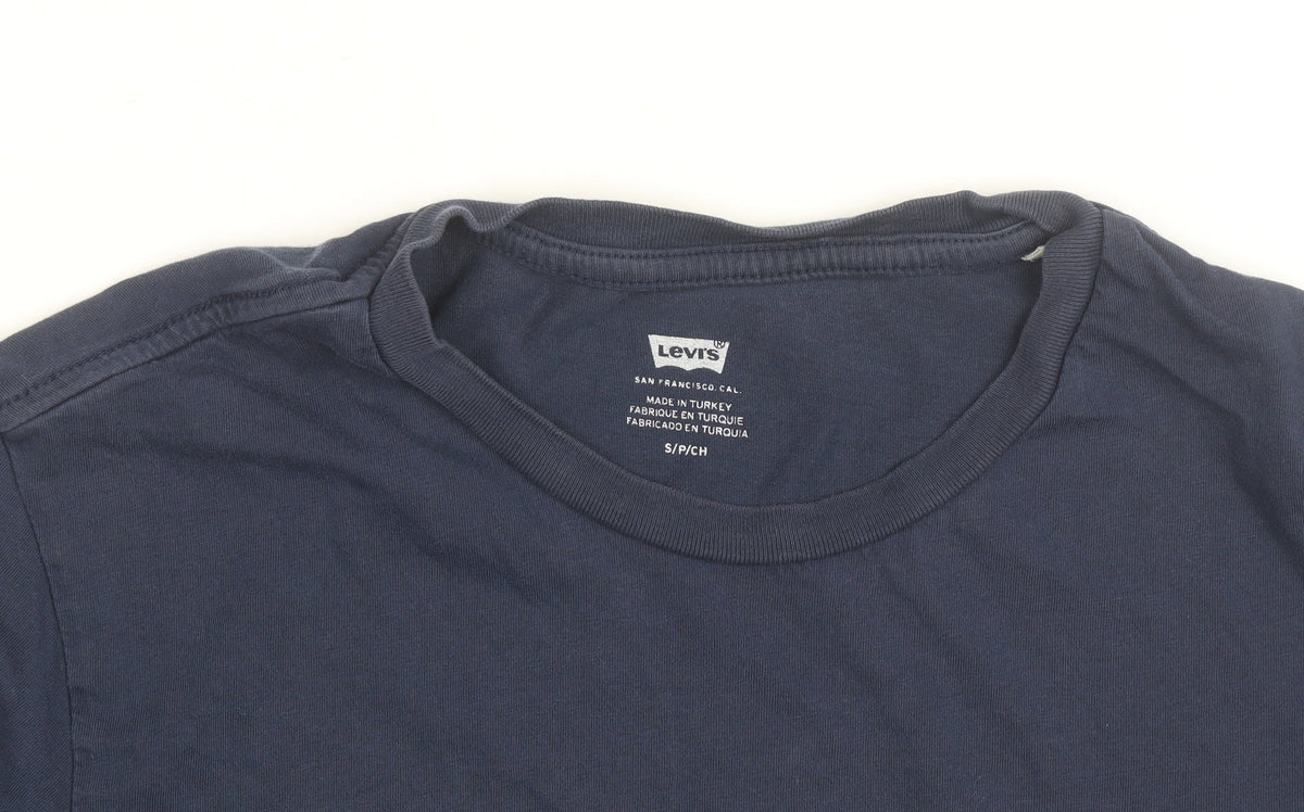 Levi's Men's Blue Graphic Logo Crew Neck Cotton T-Shirt Size S