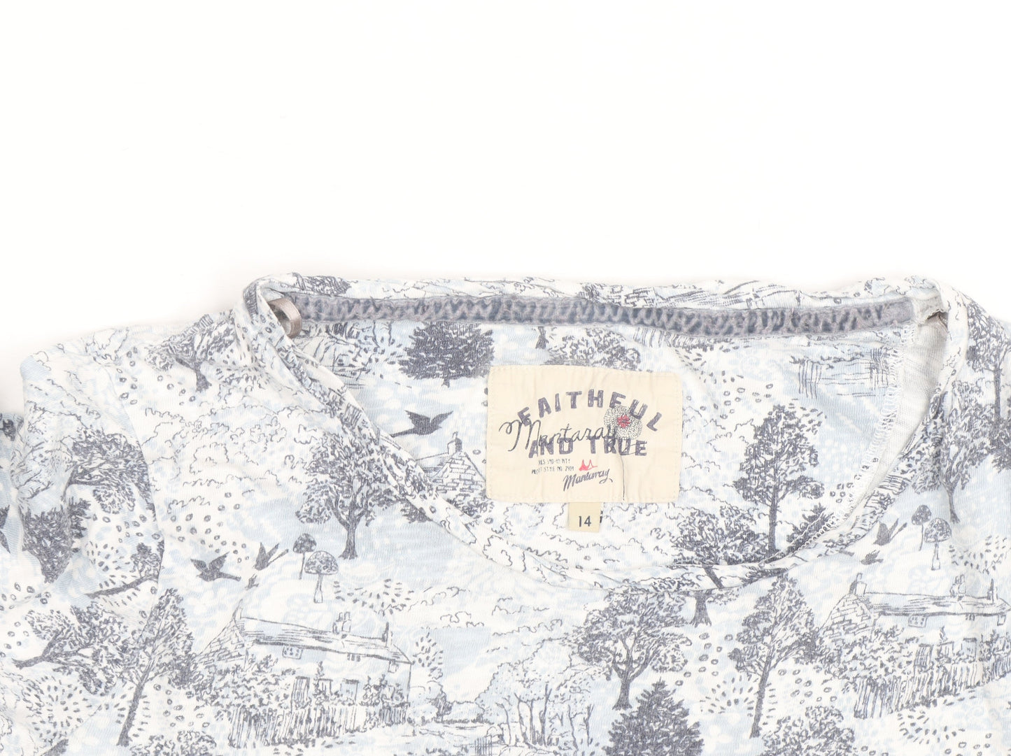 FatFace Women’s Blue Nature Print Long Sleeve Cotton T-Shirt Size 14