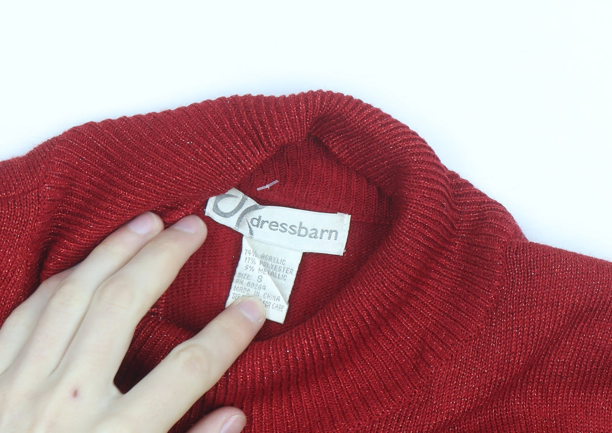 Dressbarn Women's Red Mock Neck Pullover Jumper Size S