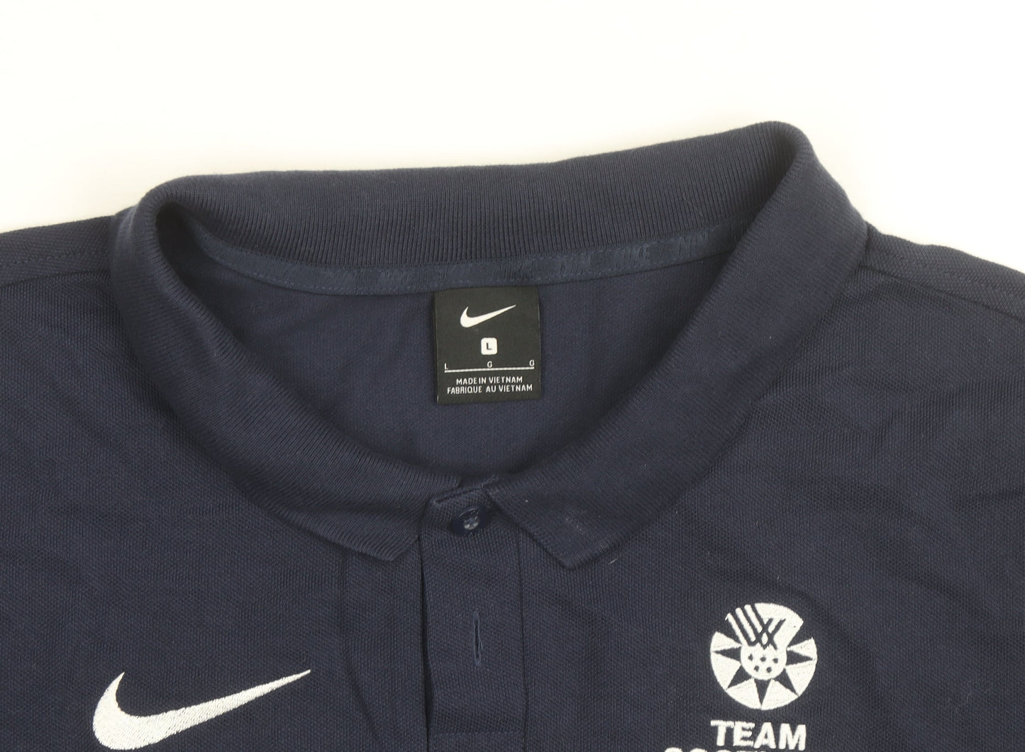 Nike Team Scotland Blue Men's Polo Shirt Size L Cotton Blend