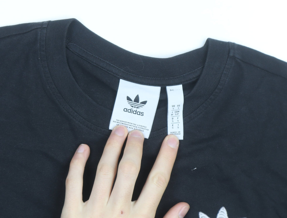 Adidas Men's Black Graphic Logo Cotton T-Shirt Size S