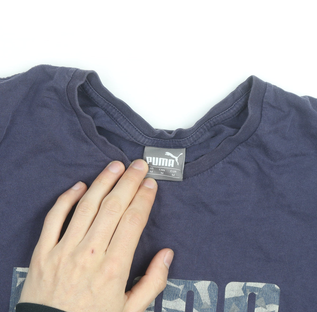 Puma Men's Blue Graphic Print Crew Neck Cotton T-Shirt M