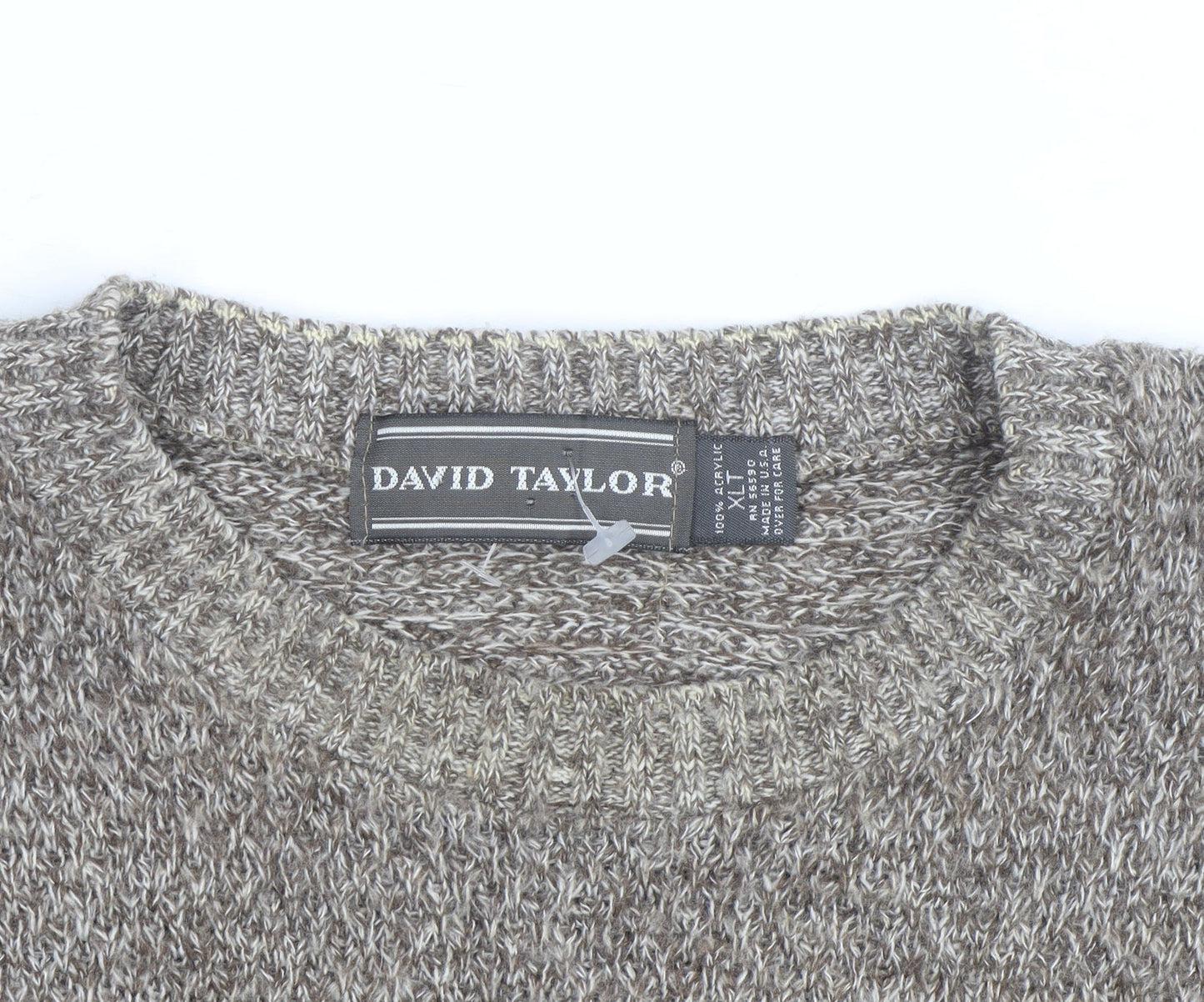 David Taylor Men's Brown Fair Isle Crew Neck Acrylic Jumper L