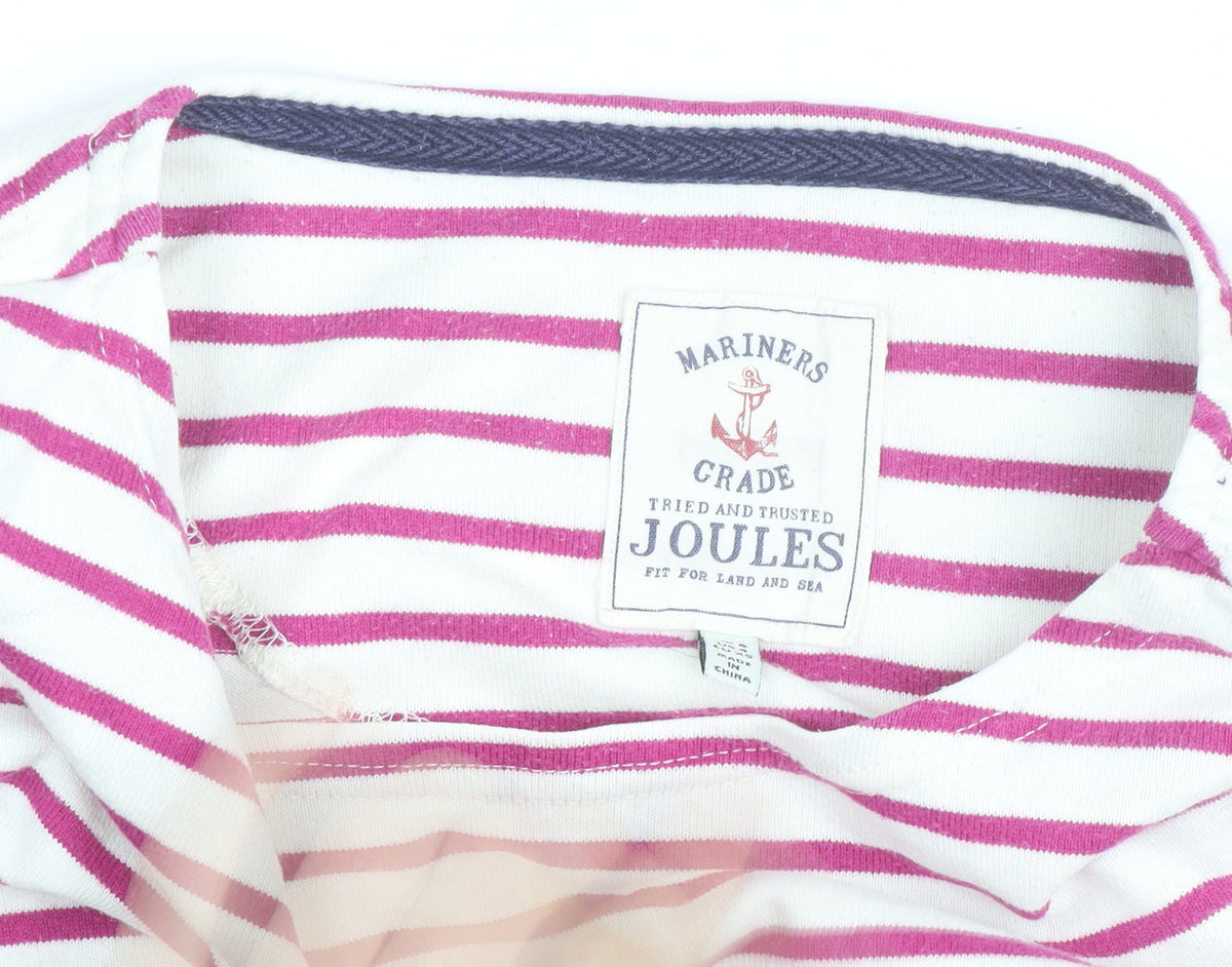 Joules Women's Pink Striped Long Sleeve Cotton T-Shirt Size S