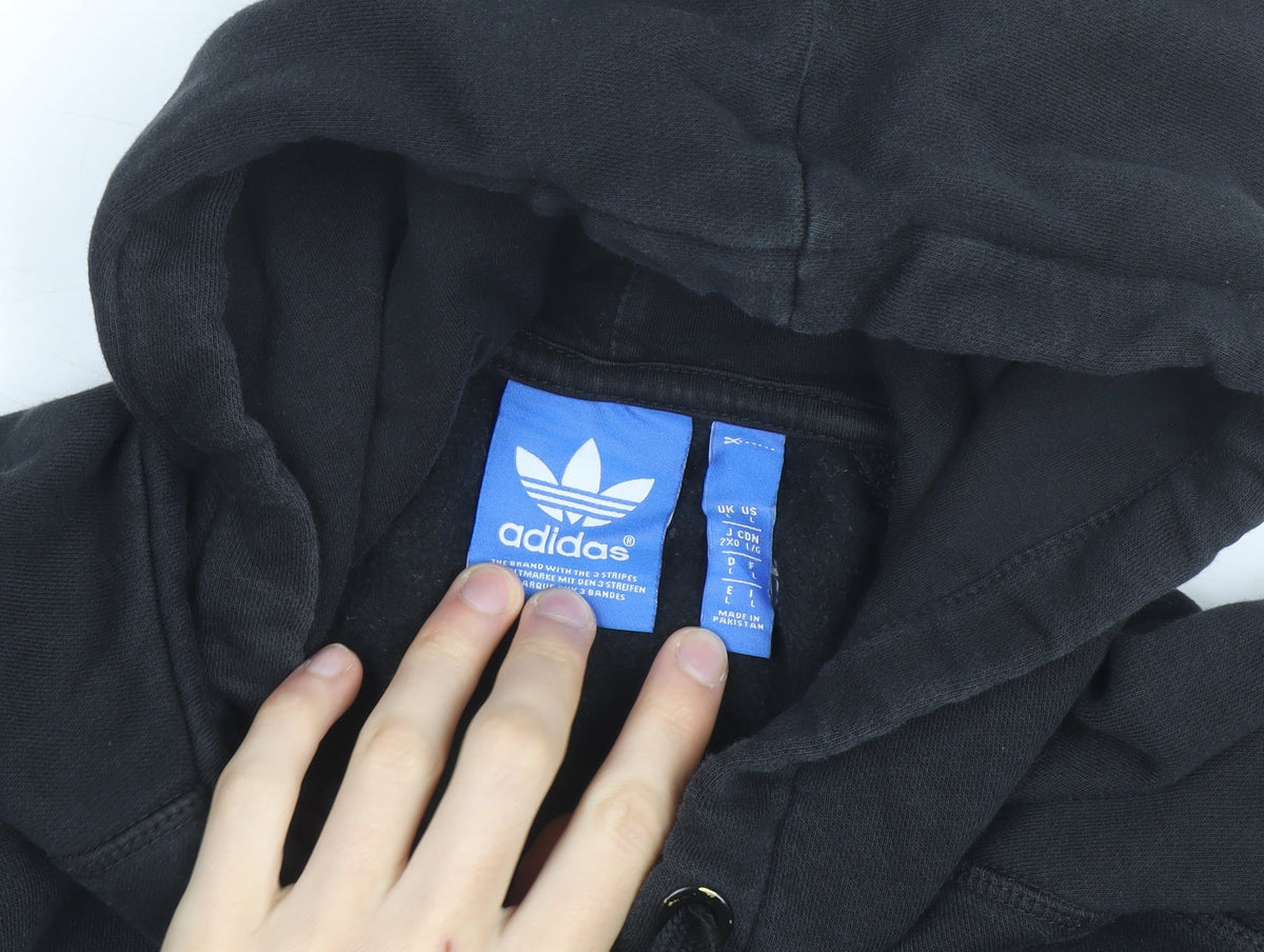 Adidas Mens Black Pullover Hoodie Size L Logo Sportswear