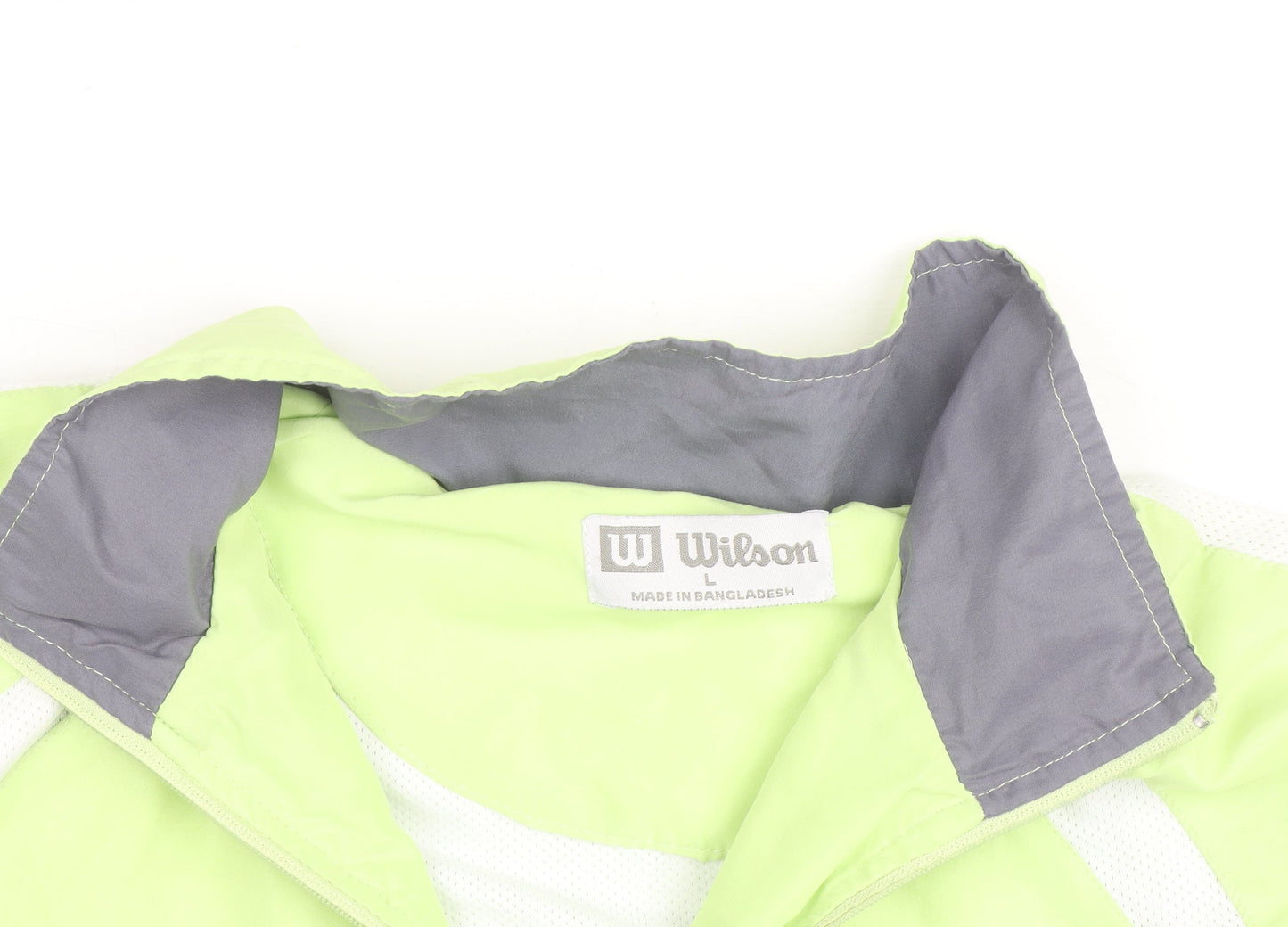 Wilson Men's Green Grey Full Zip Windbreaker Jacket Size L Polyester