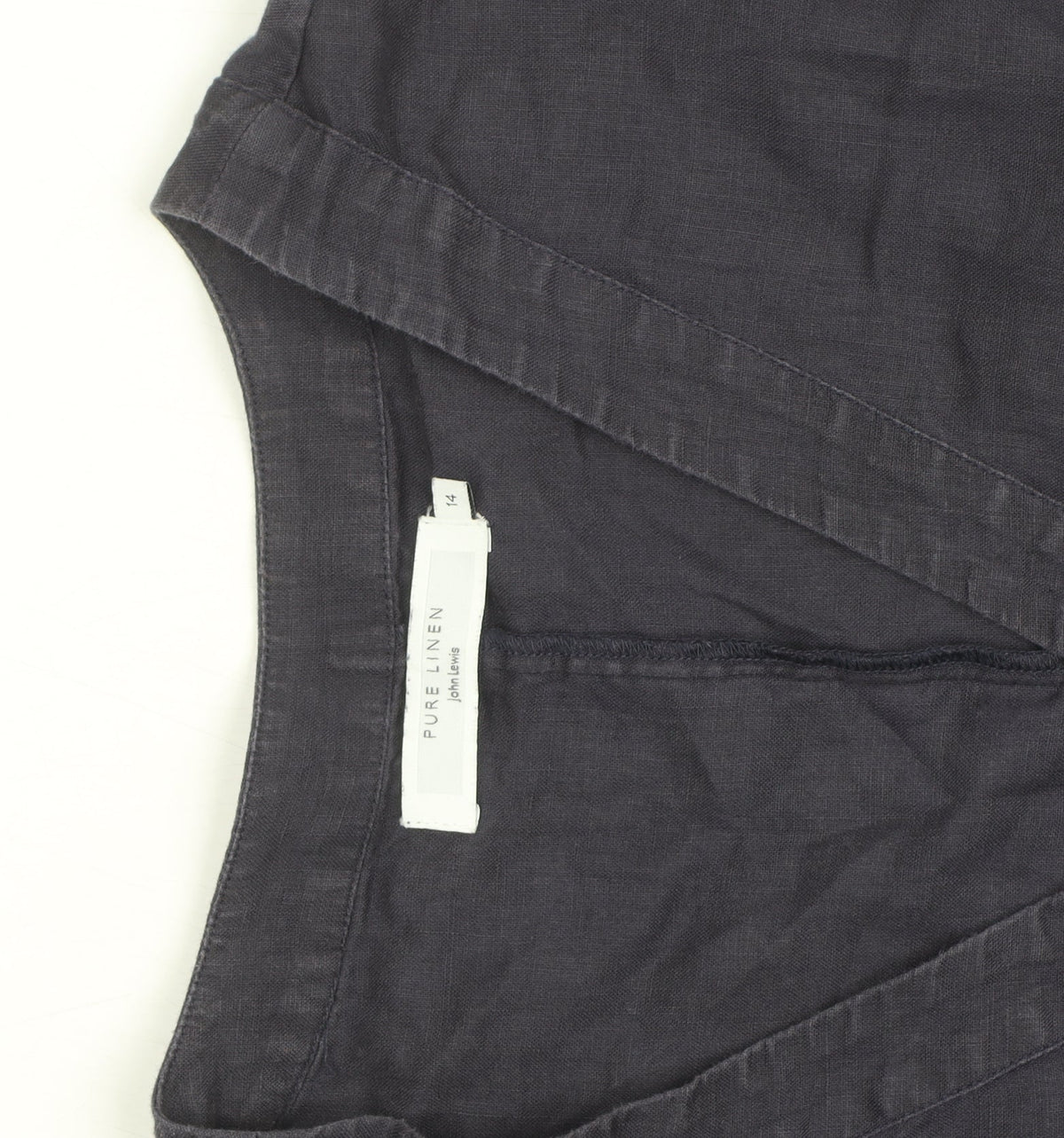 John Lewis Pure Linen Women's Blue V-Neck Tunic Blouse Size 14