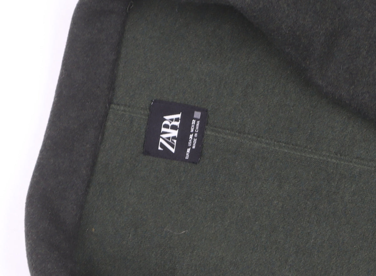 Zara Men’s Green Wool Blend Long Overcoat Size L