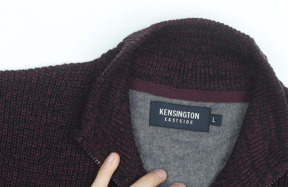 Kensington Eastside Men's Brown 1/4 Zip High Neck Jumper L