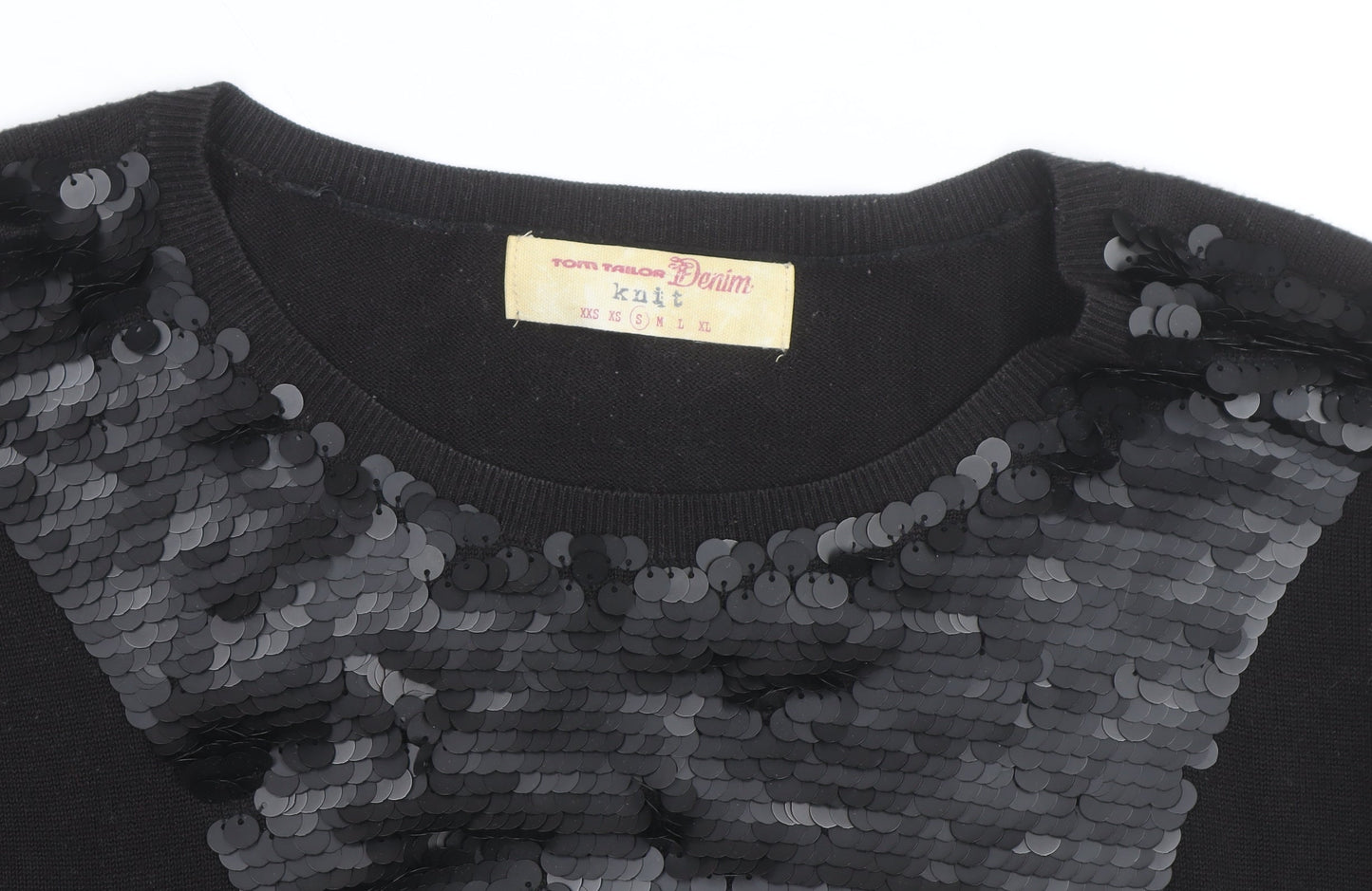 Tom Tailor Denim Women's Black Sequin Knit Jumper Size S