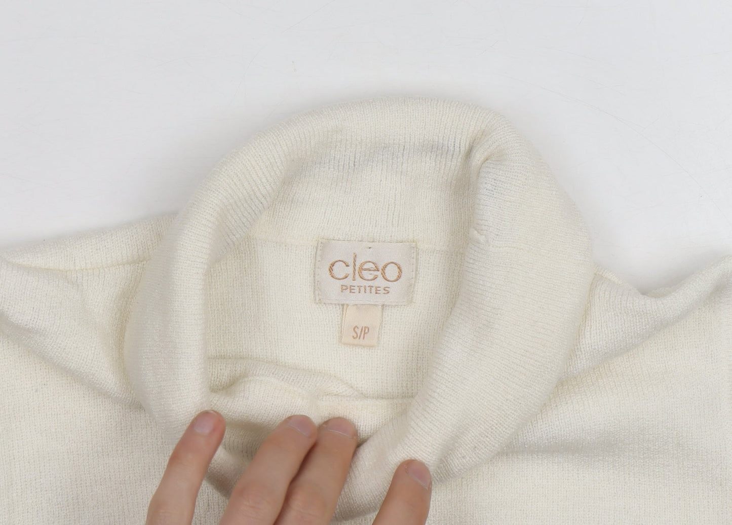 Cleo Petites Womens Ivory Sleeveless Roll Neck Knit Jumper S
