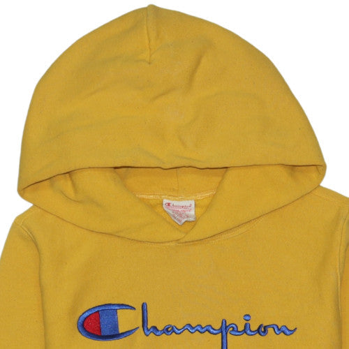 Champion Men's Yellow Small Pullover Hoodie Reverse Weave Cotton Blend