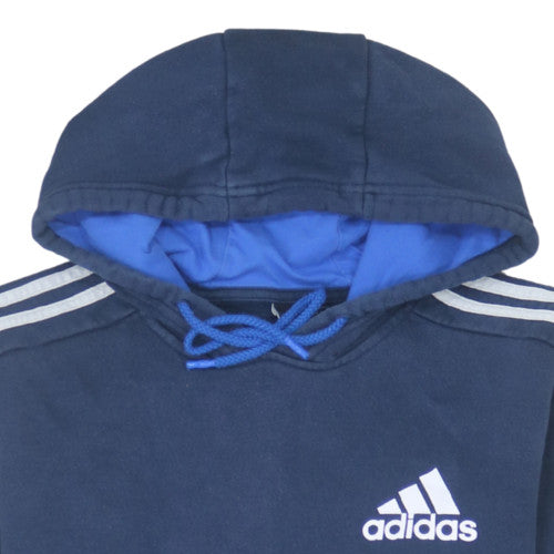 Adidas Men's Blue Pullover Hoodie Medium Classic 3-Stripes Style