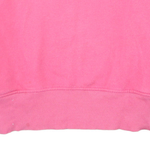 Reebok Womens Pink Pullover Hoodie L Cotton Blend Logo Sweatshirt