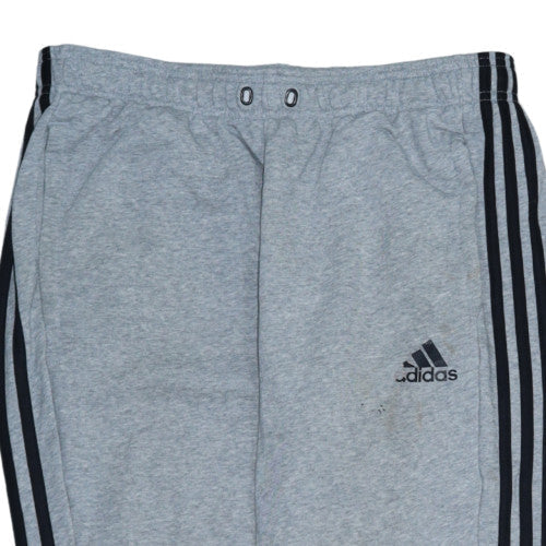 adidas Men's Grey Track Pants L Regular Fit French Terry Tapered
