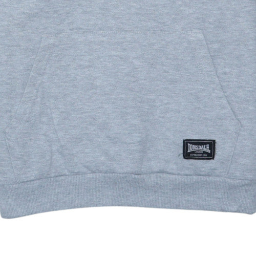 Lonsdale Boys Grey Pullover Hoodie Size 14 Logo Print Casual Sweatshirt