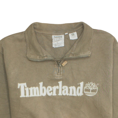 Timberland Men's Brown 1/4 Zip Fleece Sweatshirt Size M