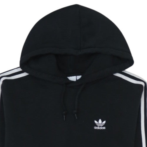 Adidas Men's Black Hoodie Medium Pullover 3-Stripes Classic Style