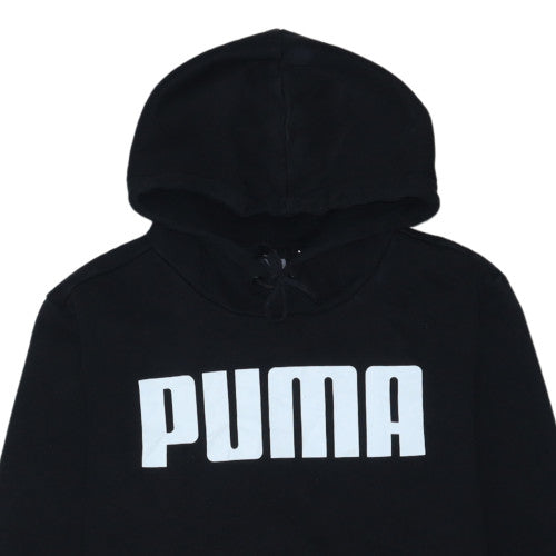 Puma Men's Black Pullover Hoodie M Sports Logo Fleece Sweatshirt