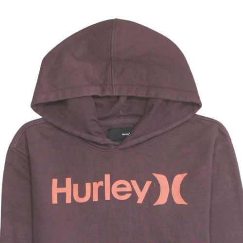 Hurley Men’s Brown Logo Pullover Hoodie Size L Fleece Sweatshirt