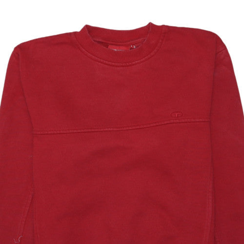 Tom Tailor Mens Red Crew Neck Cotton Pullover Sweatshirt S