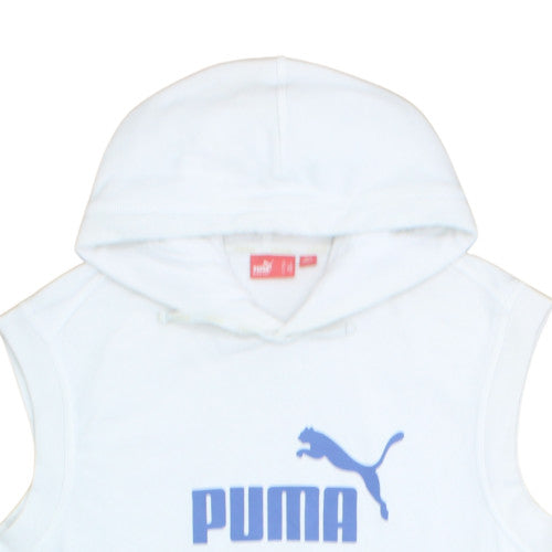 Puma Men’s White Sleeveless Hoodie Vest M Sports Gym Cotton Blend