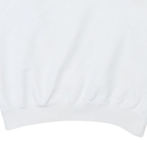Nike Men's White Embroidered Logo Crew Neck Fleece Sweatshirt M