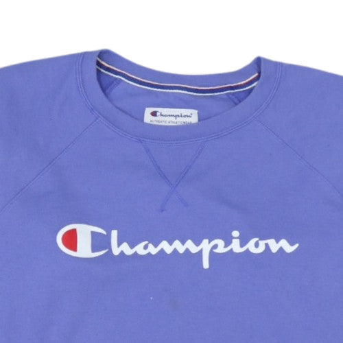 Champion Men's Blue L Pullover Crew Neck Logo Sweatshirt