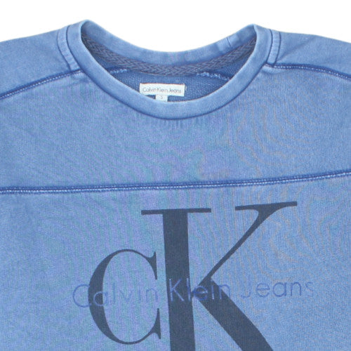 Calvin Klein Jeans Men's Blue Small Logo Crew Neck Sweatshirt