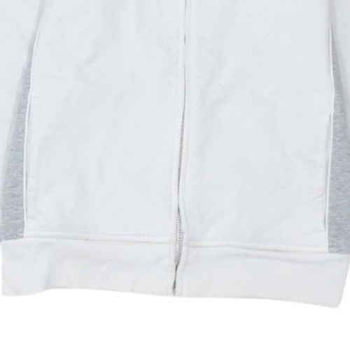 Gap Men's White Full Zip Hoodie S Regular Cotton Stretch