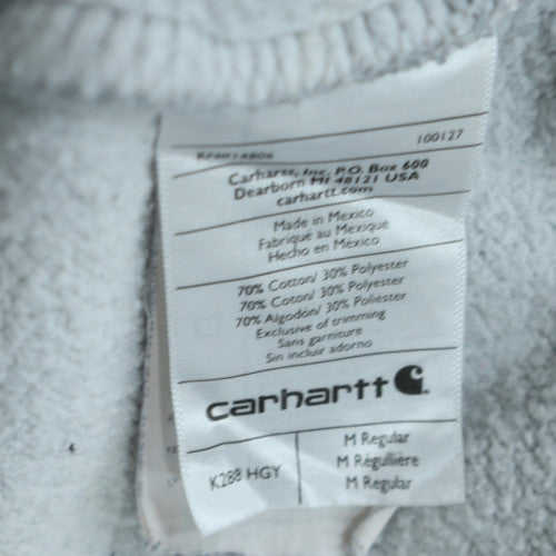 Carhartt Mens Grey Pullover Hoodie M Regular Fleece Logo Sweatshirt