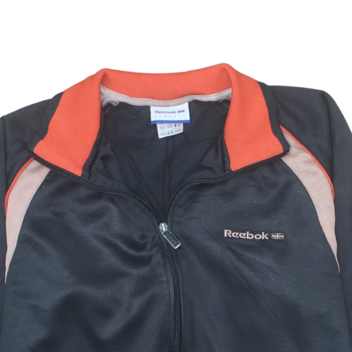 Reebok Men’s Black Track Jacket L Colourblock Retro Full Zip