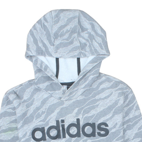 adidas Men's Grey Animal Print Pullover Hoodie XL Regular Fit