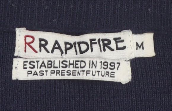 Rapidfire Men's Blue Striped Crew Neck Knit Jumper Size M