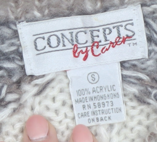 Concepts by Caren Women's Beige Argyle Knit Acrylic Cardigan Size S