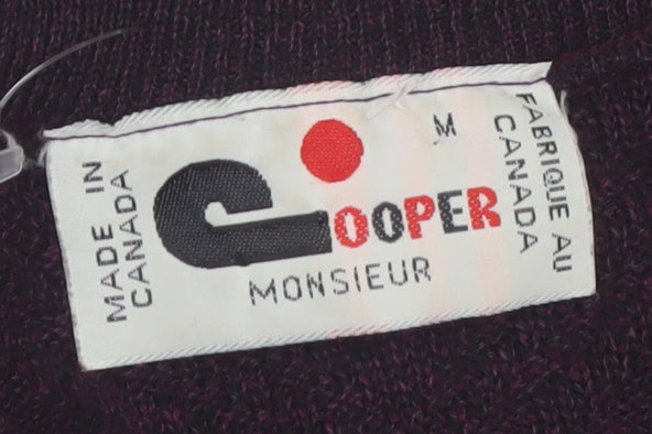 Cooper Monsieur Men's Purple Wool Blend V-Neck Jumper Size M