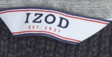 IZOD Men’s Grey Fair Isle 1/2 Zip Cotton Jumper XL Winter Knit