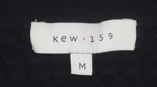 Kew 159 Women's Black Knit Shift Dress M 3/4 Sleeve Scoop Neck