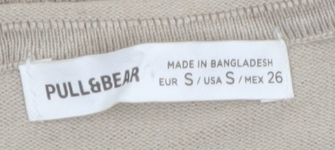 Pull&Bear Women’s Beige Slim Fit Long Sleeve Pullover Jumper Size 8