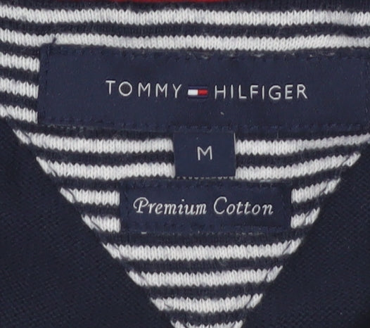 Tommy Hilfiger Mens Blue Cotton Half Zip Jumper Size M