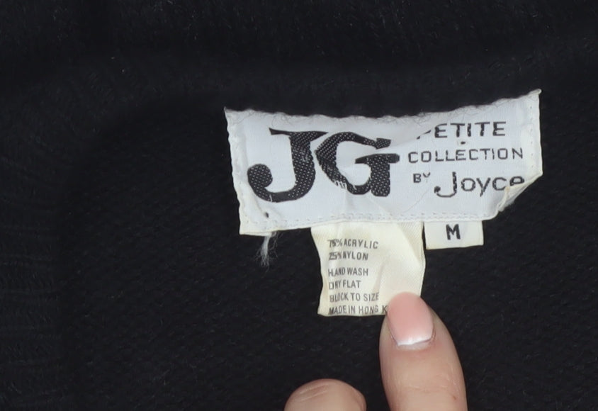 JG Petite Collection Black Sequin Butterfly V-Neck 80s Women's M Jumper